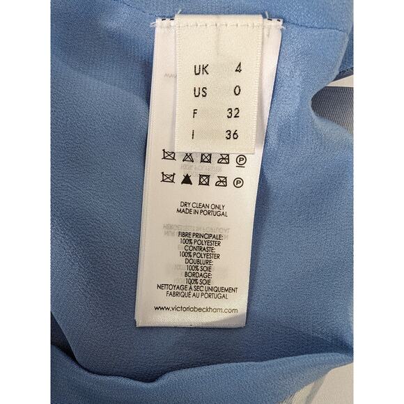 Victoria Beckham Blue Crepe Pleated Dress in Lagoon Blue Size 0 Sleeveless Shift - Picture 8 of 11